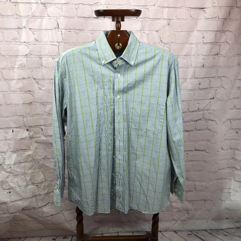 alan flusser plaid shirts for men size medium preppy business office